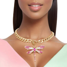 Load image into Gallery viewer, Pink Dragonfly Toggle Necklace
