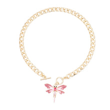Load image into Gallery viewer, Toggle Pink Dragonfly Necklace
