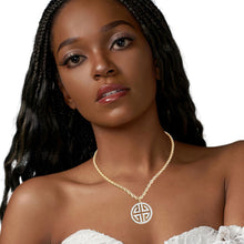Load image into Gallery viewer, Gold Twisted Chain Greek Key Necklace
