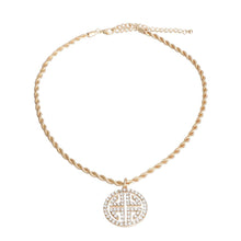 Load image into Gallery viewer, Gold Twisted Chain Greek Key Necklace
