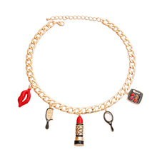 Load image into Gallery viewer, Gold Black Luxury Makeup Charm Necklace
