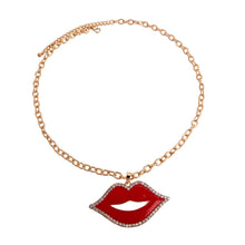Load image into Gallery viewer, Red Lips Gold Chain Necklace
