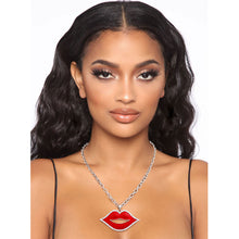 Load image into Gallery viewer, Red Lips Silver Chain Necklace
