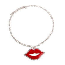 Load image into Gallery viewer, Red Lips Silver Chain Necklace

