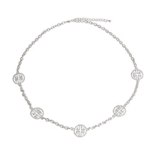Load image into Gallery viewer, Silver Station Round Greek Key Necklace
