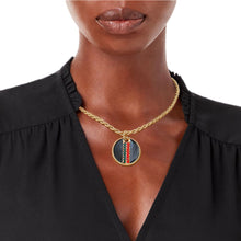 Load image into Gallery viewer, Black Stripe Pendant Gold Twisted Chain
