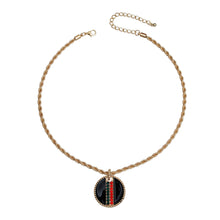Load image into Gallery viewer, Black Stripe Pendant Gold Twisted Chain
