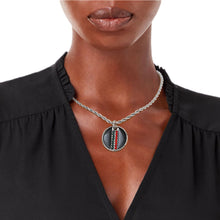 Load image into Gallery viewer, Black Stripe Pendant Silver Twisted Chain
