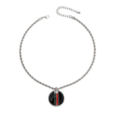 Load image into Gallery viewer, Black Stripe Pendant Silver Twisted Chain
