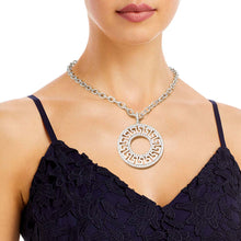Load image into Gallery viewer, Silver Cable Chain Rhinestone Greek Necklace
