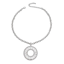 Load image into Gallery viewer, Silver Cable Chain Rhinestone Greek Necklace
