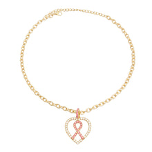 Load image into Gallery viewer, Pink Ribbon Clear Heart Necklace
