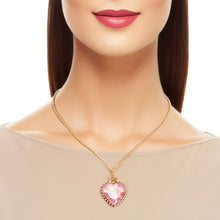 Load image into Gallery viewer, Gold Pink Crystal Heart Chain
