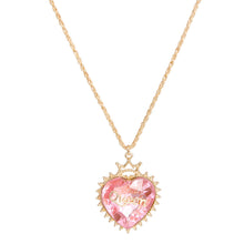 Load image into Gallery viewer, Gold Pink Crystal Heart Chain
