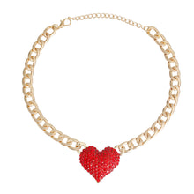 Load image into Gallery viewer, Red Stone Heart Gold Necklace
