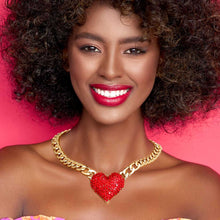 Load image into Gallery viewer, Red Stone Heart Gold Necklace
