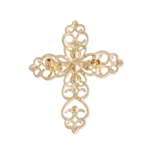 Load image into Gallery viewer, Gold Filigree Cross Brooch
