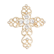 Load image into Gallery viewer, Gold Filigree Cross Brooch
