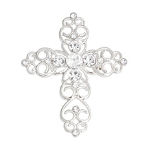 Load image into Gallery viewer, Silver Filigree Cross Brooch
