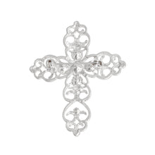 Load image into Gallery viewer, Silver Filigree Cross Brooch
