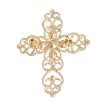 Load image into Gallery viewer, Cream Filigree Cross Brooch

