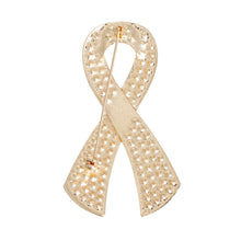 Load image into Gallery viewer, Gold Pink Ribbon Brooch
