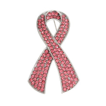 Load image into Gallery viewer, Silver Pink Ribbon Brooch
