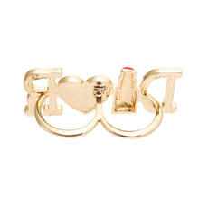 Load image into Gallery viewer, Gold D Designer 2 Finger Ring
