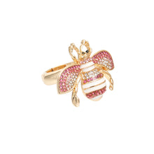Load image into Gallery viewer, Pink Stone Bee Ring
