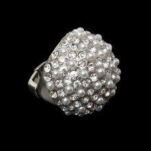 Load image into Gallery viewer, Silver Pearl and Stone Ring
