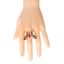 Load image into Gallery viewer, Red and Green Flutter Butterfly Ring
