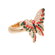 Load image into Gallery viewer, Red and Green Flutter Butterfly Ring
