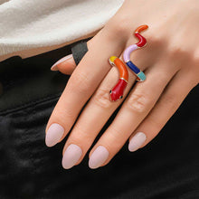 Load image into Gallery viewer, Rainbow and Gold Snake Wrap Ring
