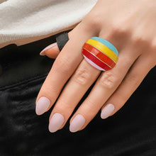 Load image into Gallery viewer, Rainbow and Gold Dome Ring
