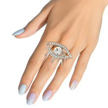 Load image into Gallery viewer, Silver Evil Eye Shaped Ring
