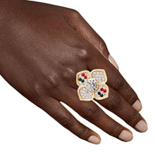 Load image into Gallery viewer, Striped Luxury French Designer Flower Ring
