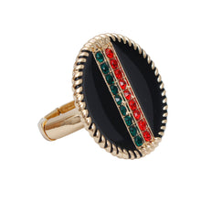Load image into Gallery viewer, Black Stripe Charm Gold Ring
