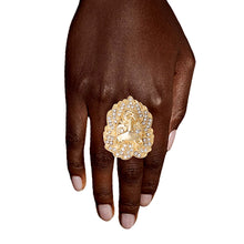 Load image into Gallery viewer, Gold Lion Head Cocktail Ring
