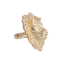 Load image into Gallery viewer, Gold Lion Head Cocktail Ring
