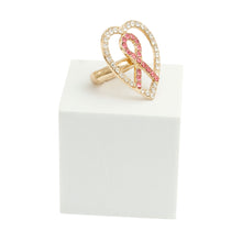 Load image into Gallery viewer, Pink Ribbon Clear Heart Ring
