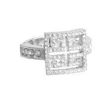 Load image into Gallery viewer, Silver Greek Key Square Ring
