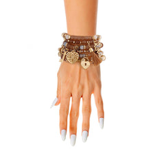 Load image into Gallery viewer, Brown Glass Bead 6 Pcs Love Bracelets

