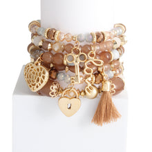 Load image into Gallery viewer, Brown Glass Bead 6 Pcs Love Bracelets
