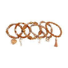Load image into Gallery viewer, Gold and Light Brown Bead Love Bracelets
