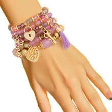 Load image into Gallery viewer, Lavender Glass Bead Love Bracelets
