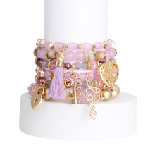 Load image into Gallery viewer, Lavender Glass Bead Love Bracelets
