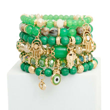 Load image into Gallery viewer, Green Hamsa Charm Bracelets
