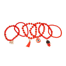 Load image into Gallery viewer, Coral Hamsa 6 Pcs Bracelets
