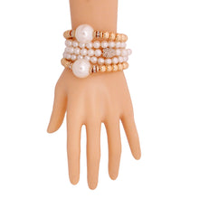 Load image into Gallery viewer, Gold and Cream Bubble Gum Pearl Bracelets

