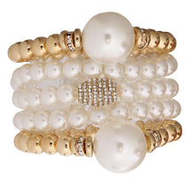Load image into Gallery viewer, Gold and Cream Bubble Gum Pearl Bracelets
